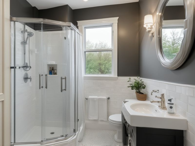 After renovation - spacious modern bathroom with accessibility features